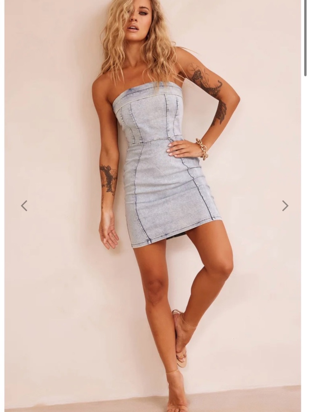 Light Wash Strapless Denim Mini Dress